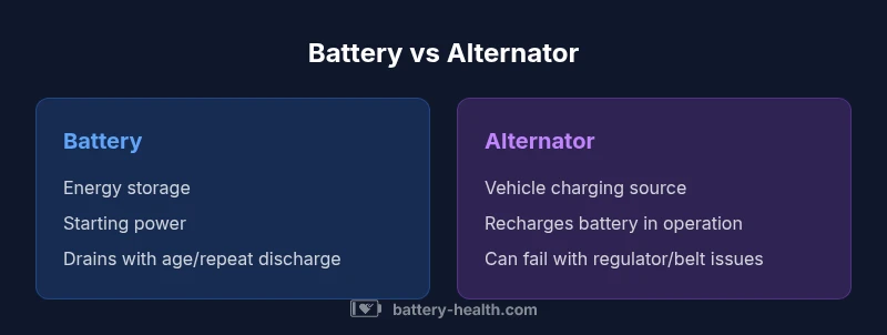 Infographic comparing battery vs alternator