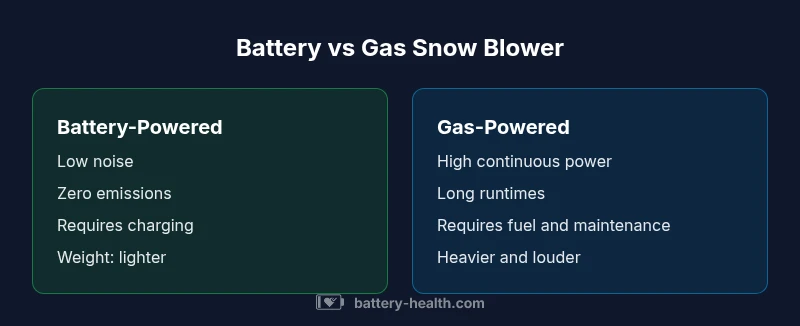 Illustration comparing battery-powered and gas snow blowers