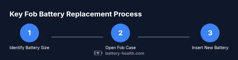 Process diagram showing key fob battery replacement steps