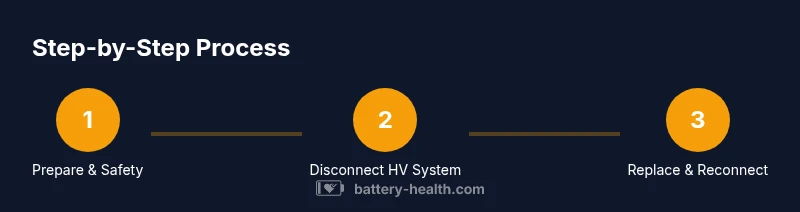 Infographic showing 3-step Prius HV battery replacement process