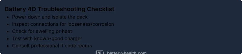 Checklist for Battery 4D troubleshooting
