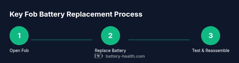 Diagram of 3-step key fob battery replacement process