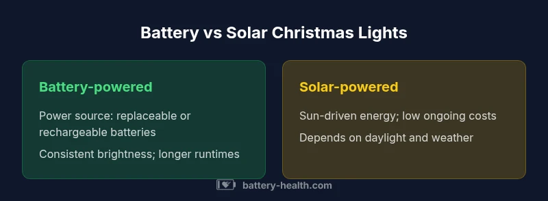 Infographic comparing battery-powered vs solar-powered Christmas lights