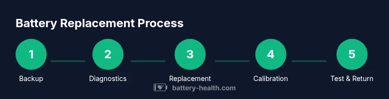 Process infographic showing battery replacement steps