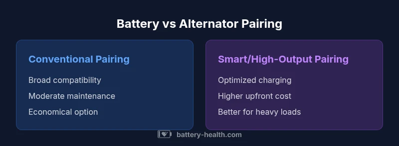 Comparison infographic of conventional vs smart battery/alternator pairings