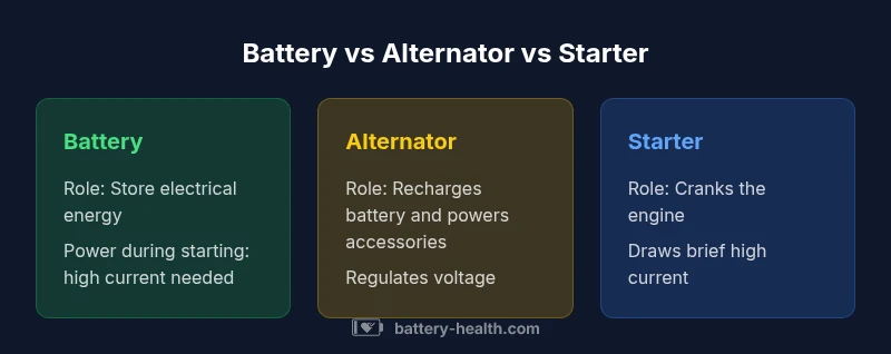 Comparison of battery, alternator, and starter systems in cars