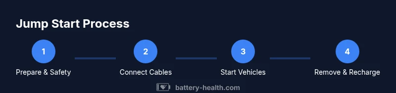 Process diagram showing steps to jump-start a car battery