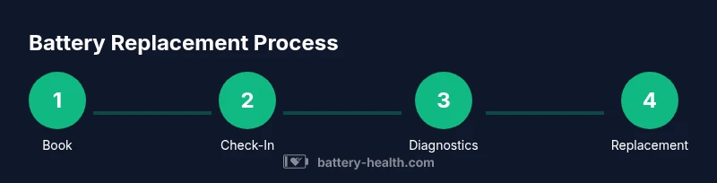 Process flow: appointment, check-in, diagnostics, replacement