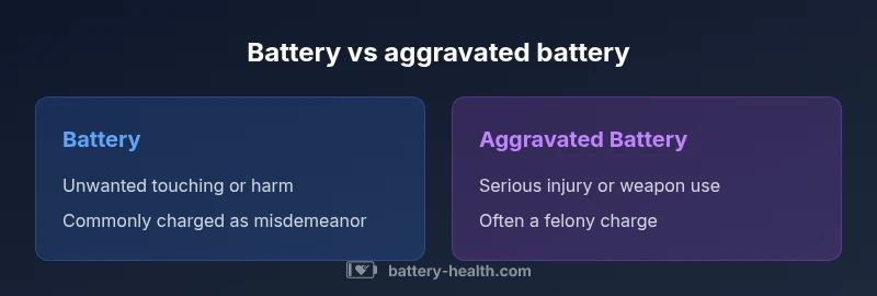 Comparison infographic showing Battery vs Aggravated Battery