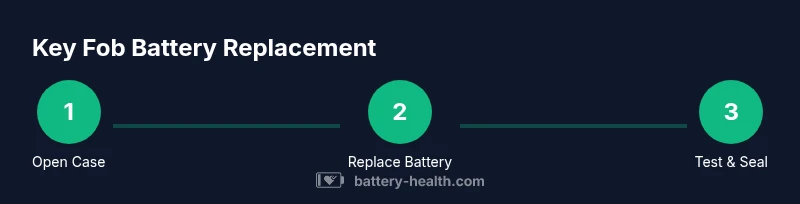 Infographic showing a 3-step process to replace a key fob battery