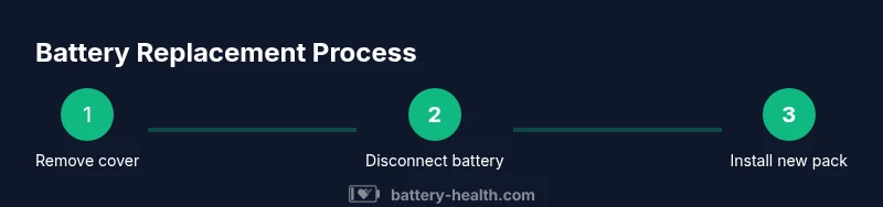 Process diagram showing Dyson V6 battery replacement steps