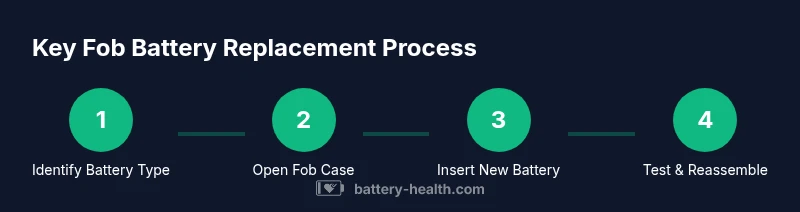 Infographic showing four steps to replace a key fob battery