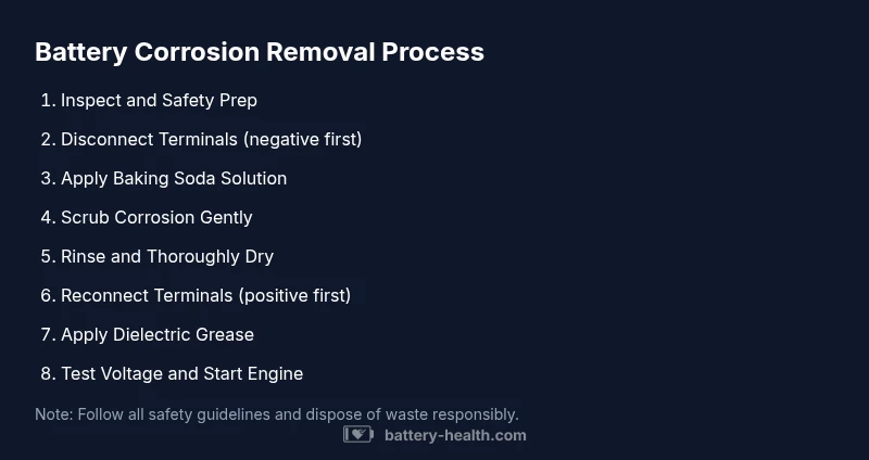 Infographic showing steps to remove car battery corrosion