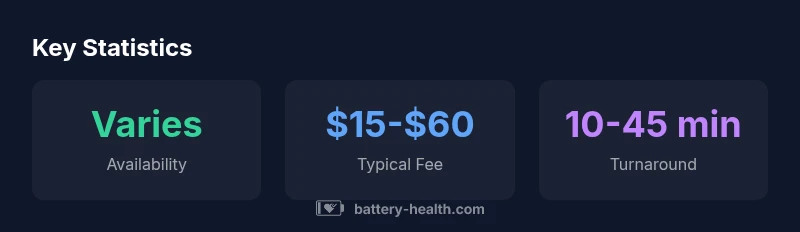 infographic showing installation availability, fees, and turnaround times for car battery services