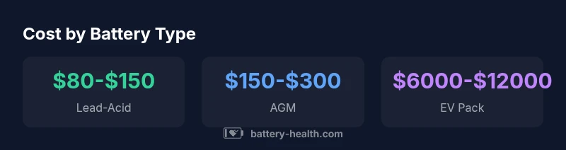Infographic showing cost ranges for lead-acid, AGM, and EV battery packs